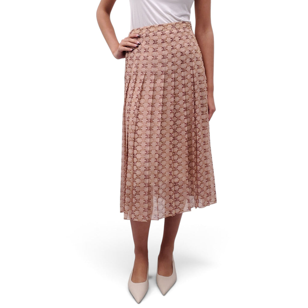 CELINE SILK LOGO SKIRT - SIZE 38