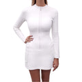CHRISTIAN DIOR WHITE KNIT LOGO LONG SLEEVE DRESS WITH ZIPPER - SIZE 4