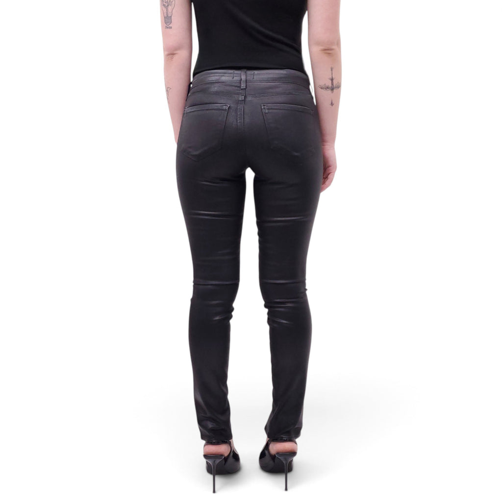 L'AGENCE BLACK COATED LEATHER EFFECT DENIM - SIZE 24