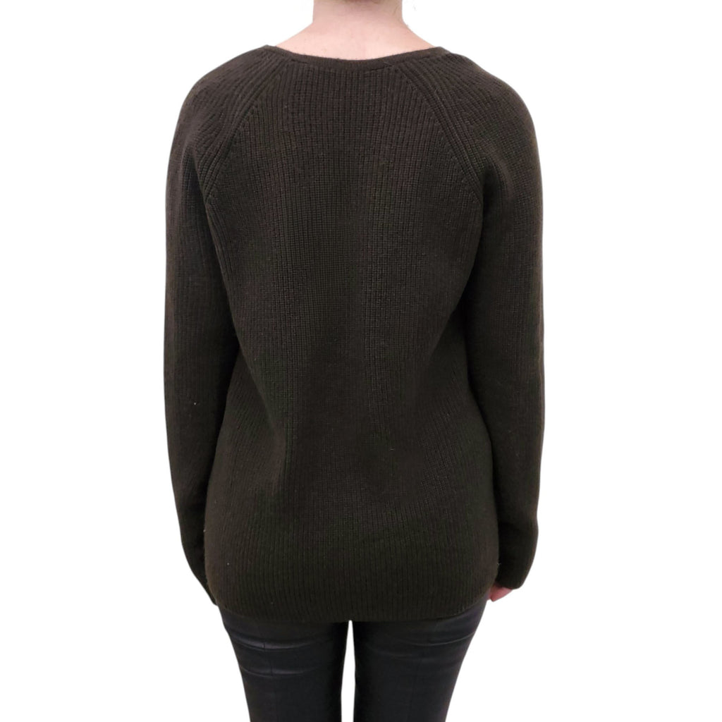 HELMUT LANG GREEN V-NECK SWEATER - SIZE M