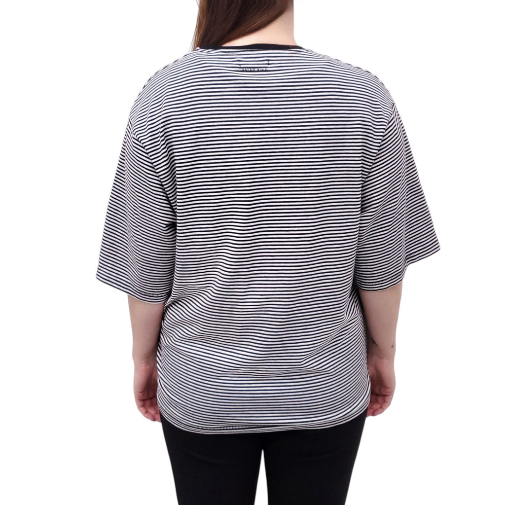 ANINE BING STRIPED LOGO SWEATER - SIZE L