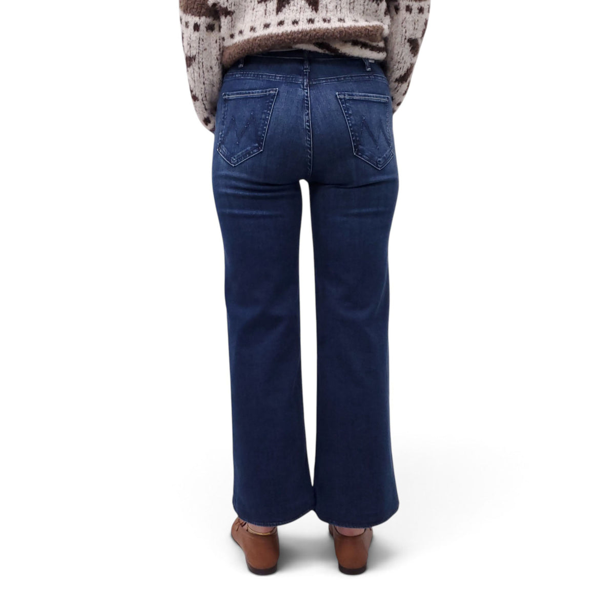 MOTHER DARK WASH THE HUSTLER ROLLER SNEAK JEANS - SIZE 28