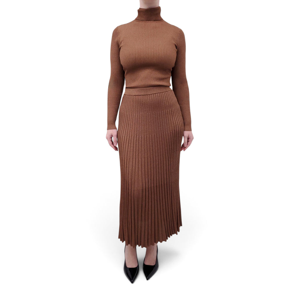 ZIMMERMANN PLEATED METALLIC SKIRT WITH MATCHING SWEATER - SIZE 1