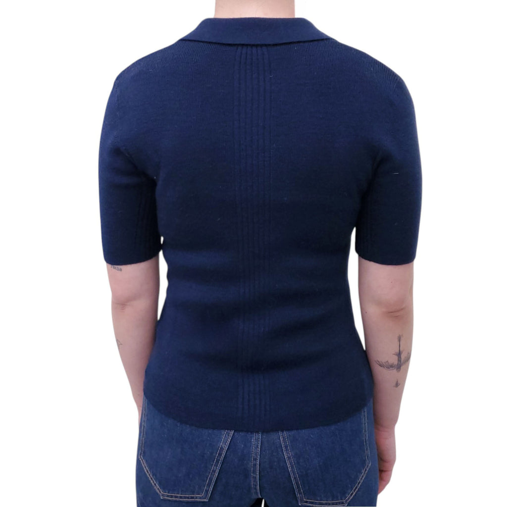 GANNI KNIT POLO WITH GOLD BUTTONS - SIZE M