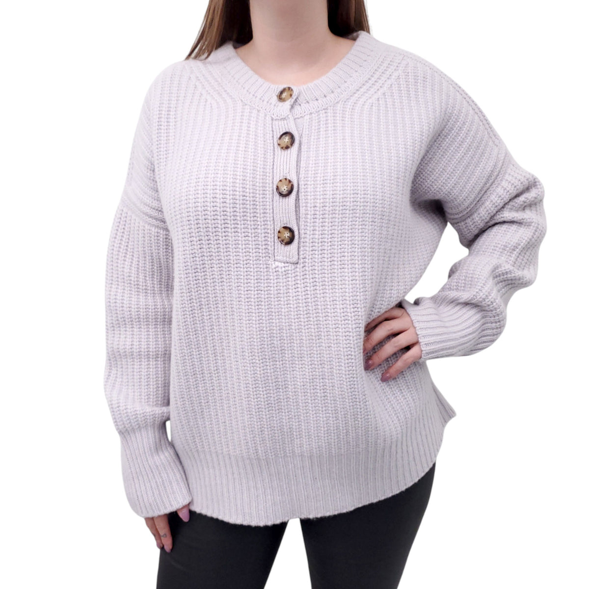 LA LIGNE CASHMERE SWEATER WITH TORTUS BUTTONS - SIZE XL