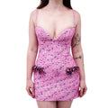 AREA CRYSTAL GRAPE TRIM MINI DRESS - SIZE 0