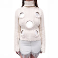 AREA IVORY TURTLENECK SWEATER WITH MIRROR DETAIL - SIZE S