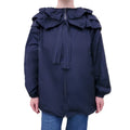 VALENTINO NAVY RUFFLE TRIM NECK TIE JACKET - SIZE 42
