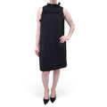 LANVIN BLACK DRESS WITH RUFFLE DETAIL - SIZE 42