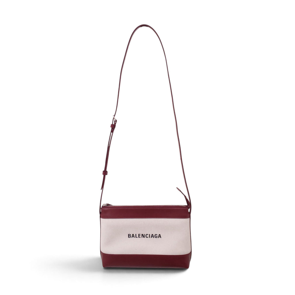BALENCIAGA CANVAS AND LEATHER CROSSBODY BAG