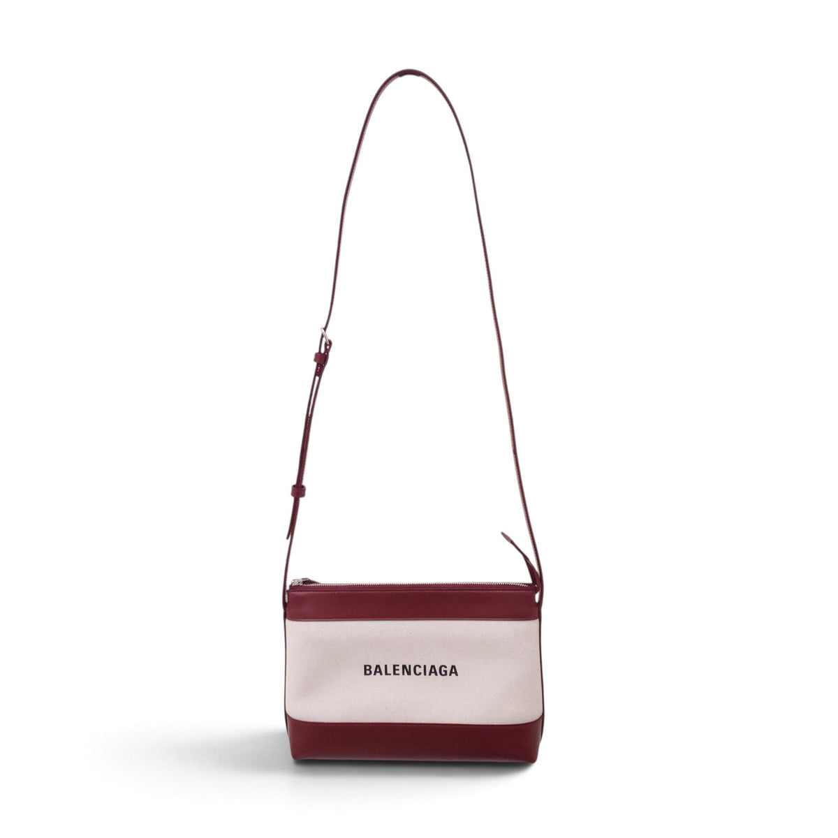 BALENCIAGA CANVAS AND LEATHER CROSSBODY BAG