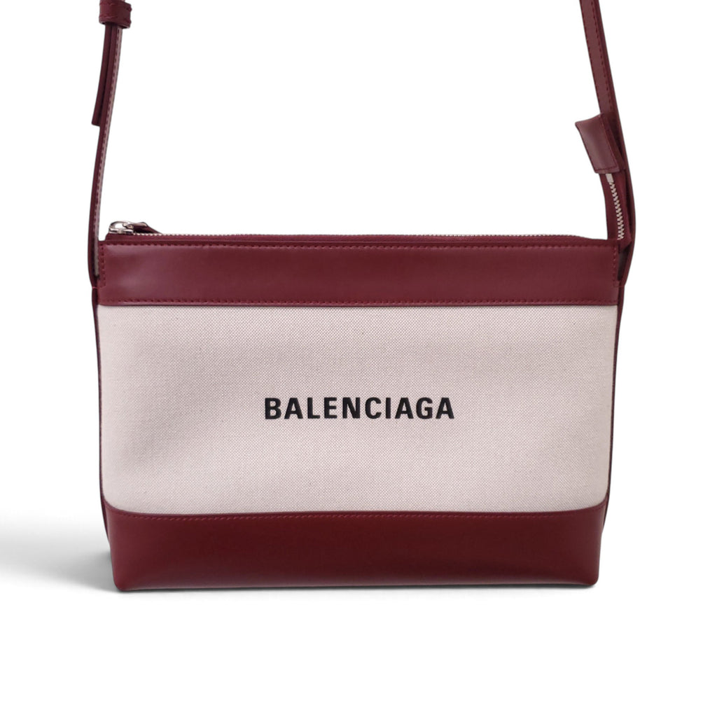 BALENCIAGA CANVAS AND LEATHER CROSSBODY BAG