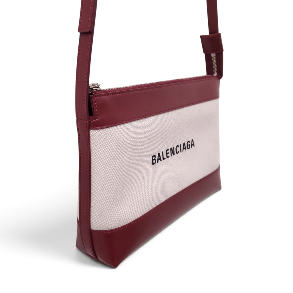 BALENCIAGA CANVAS AND LEATHER CROSSBODY BAG