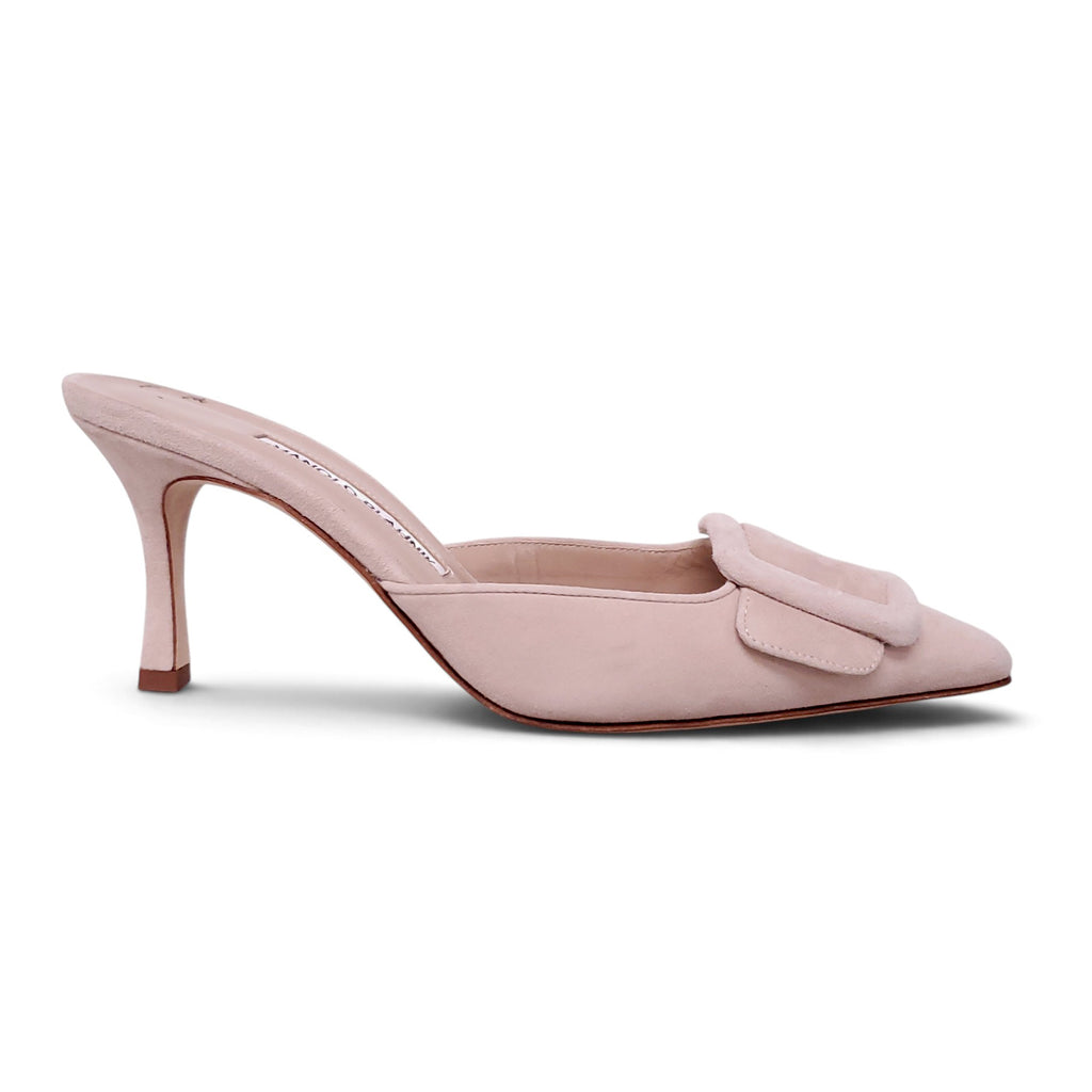 MANOLO BLAHNIK 70 MM MAYSALE HEEL IN NUDE SUEDE - SIZE 36