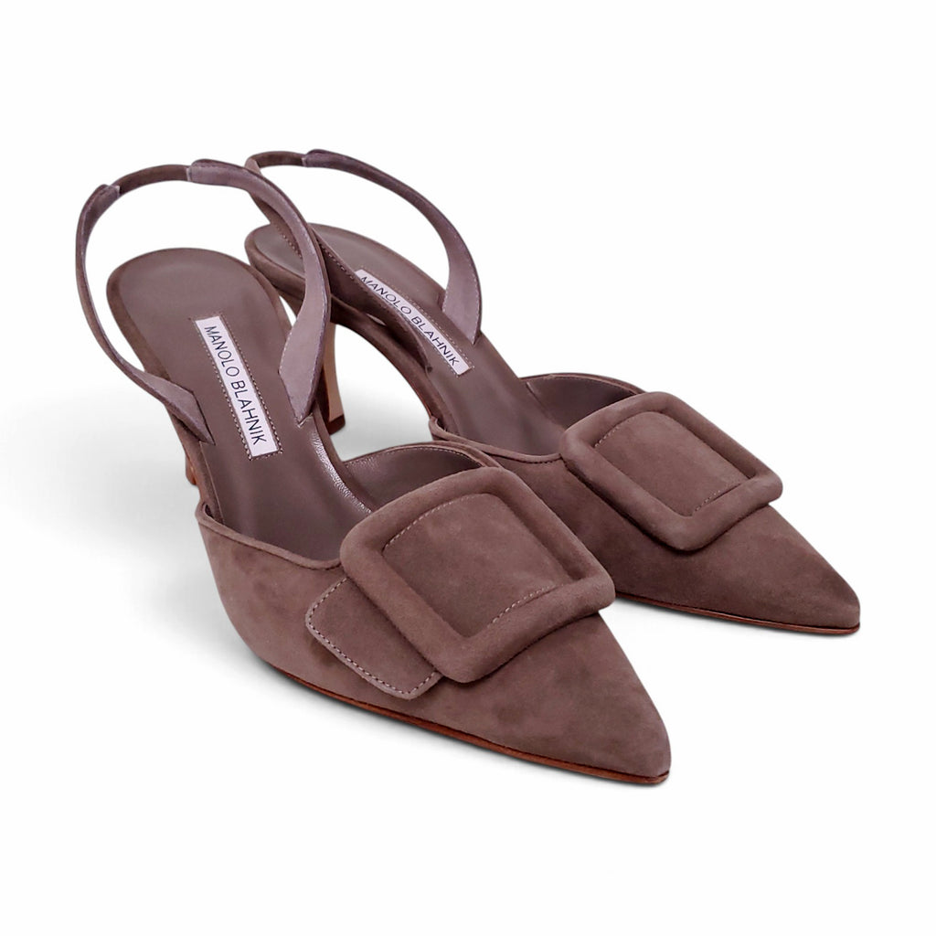 MANOLO BLAHNIK 70 MM MAYSLI GALA VAL IN SUEDE - SIZE 37