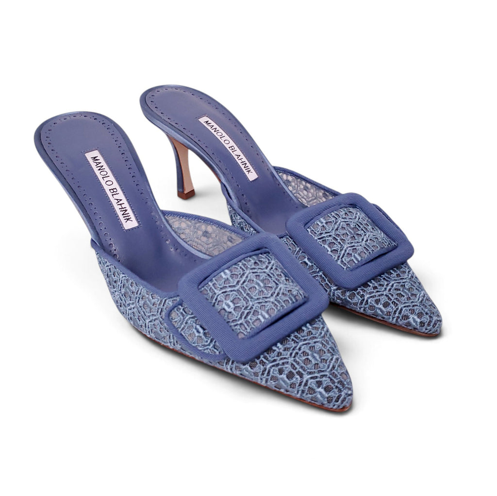 MANOLO BLAHNIK 70 MM MAYSALEBI VAL LACE HEEL - SIZE 38