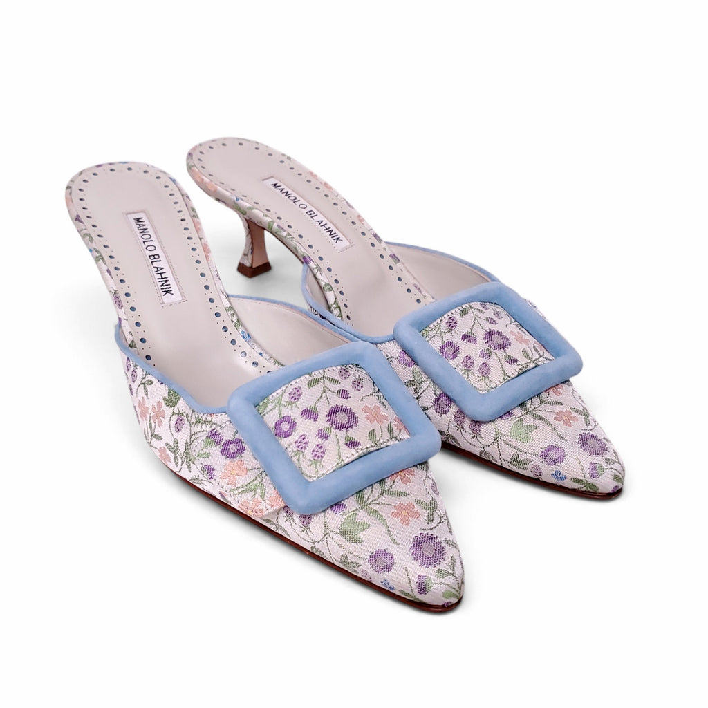 MANOLO BLAHNIK 50 MM MAYSALEBI BQ VAL JACQUARD  - SIZE 40