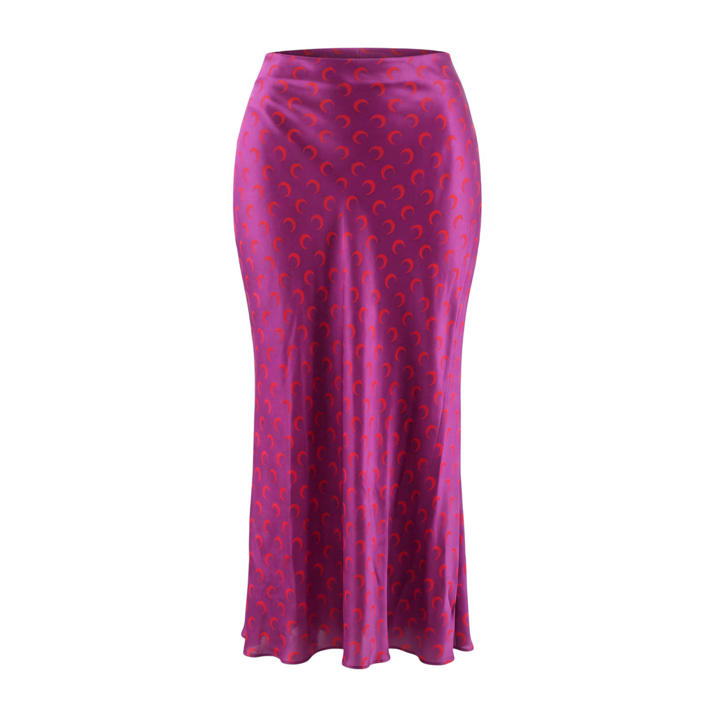 MARINE SERRE VISCOSE PURPLE MOON SKIRT WITH RED MOONS - SIZE 42