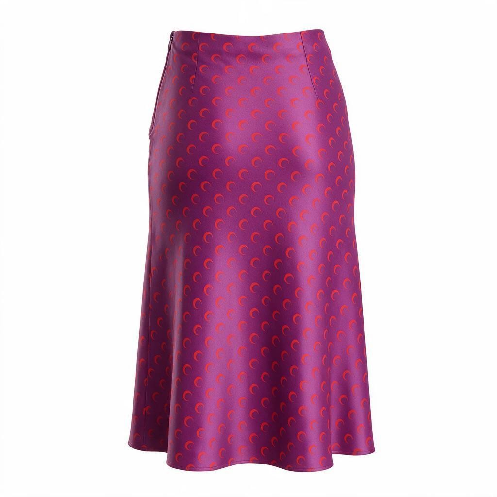 MARINE SERRE VISCOSE PURPLE MOON SKIRT WITH RED MOONS - SIZE 42