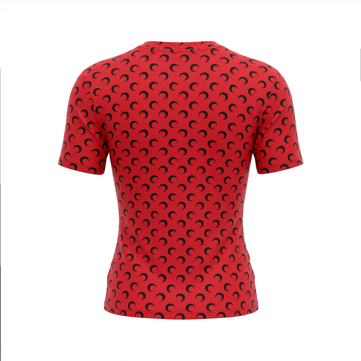 MARINE SERRE MOON PRINTED SHORT SLEEVE FITTED TOP IN RED - SIZE XL