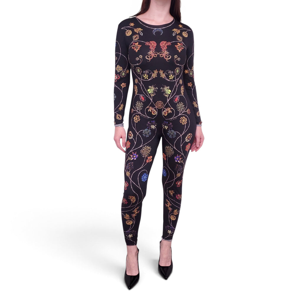 MARINE SERRE FLORAL JEWELERY PRINTED JERSEY CATSUIT - SIZE XXL