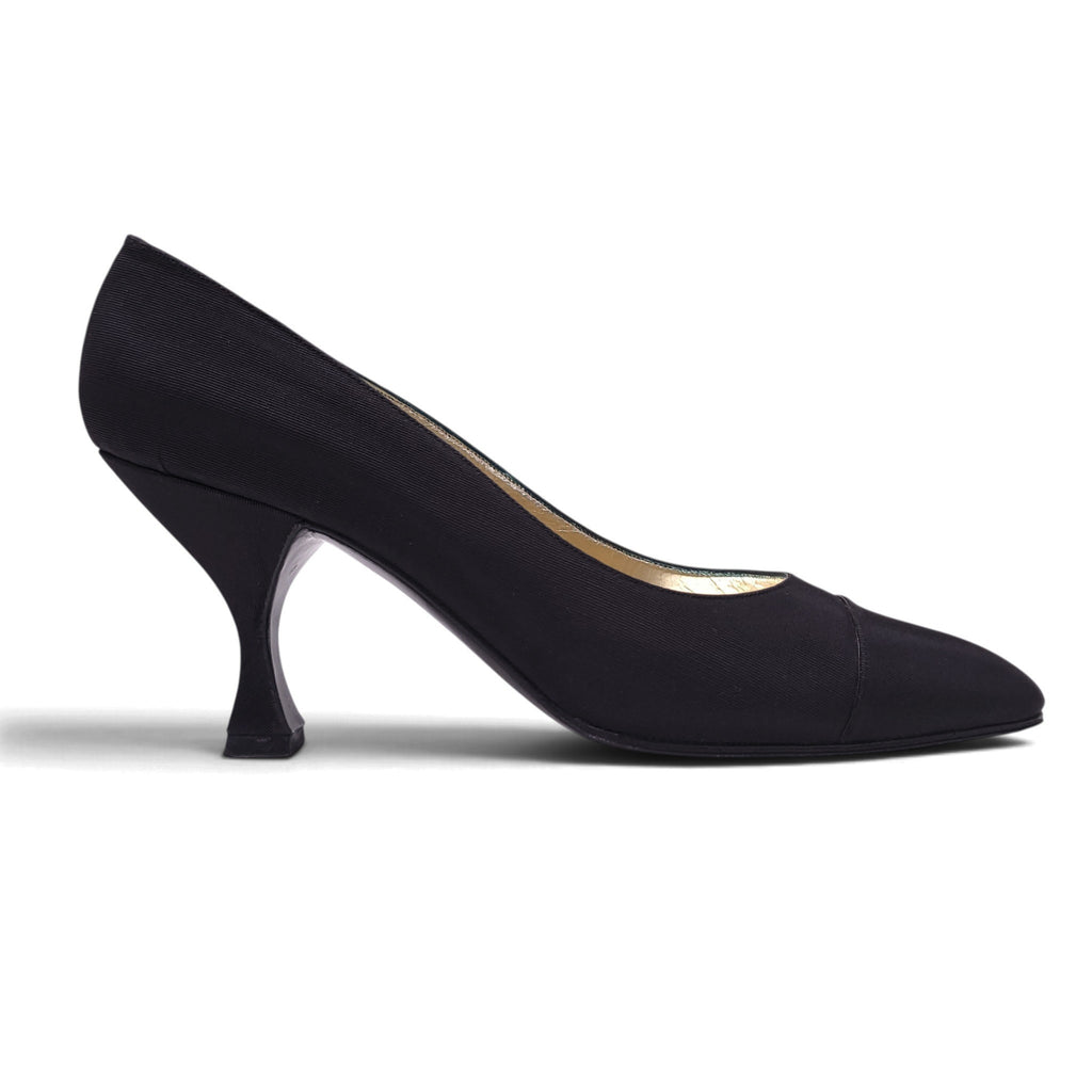 CHANEL GROSGRAIN BLACK HEELS - SIZE 39