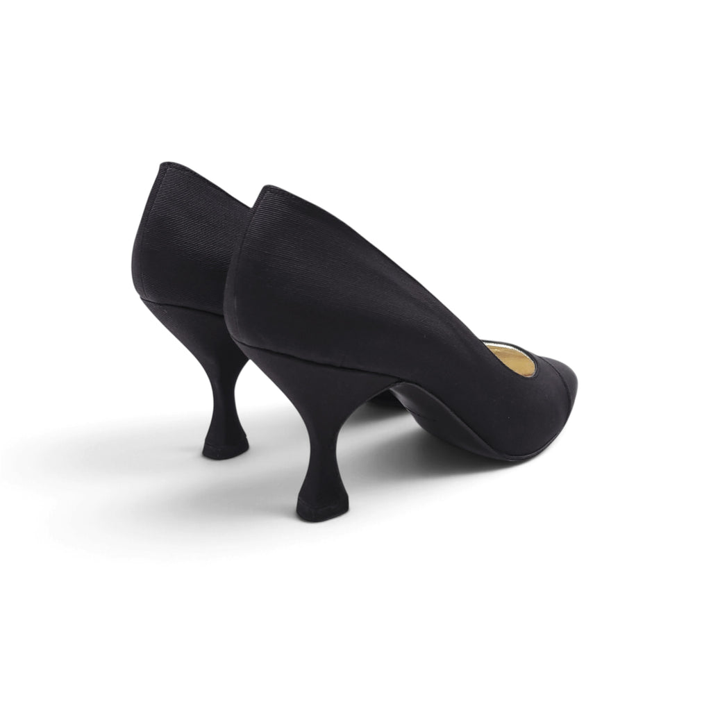 CHANEL GROSGRAIN BLACK HEELS - SIZE 39