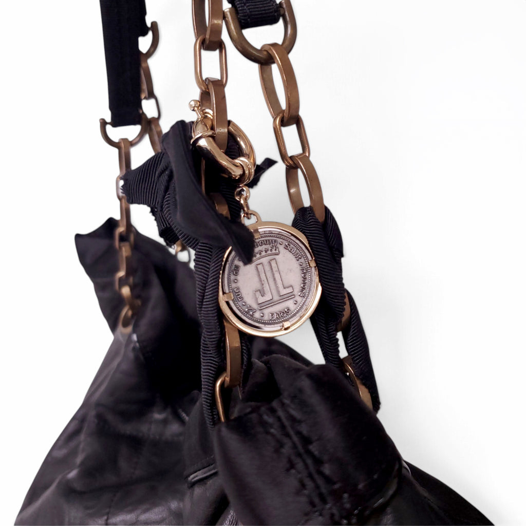 LANVIN LEATHER BAG WITH GROW GRAIN RIBBON AND LOGO