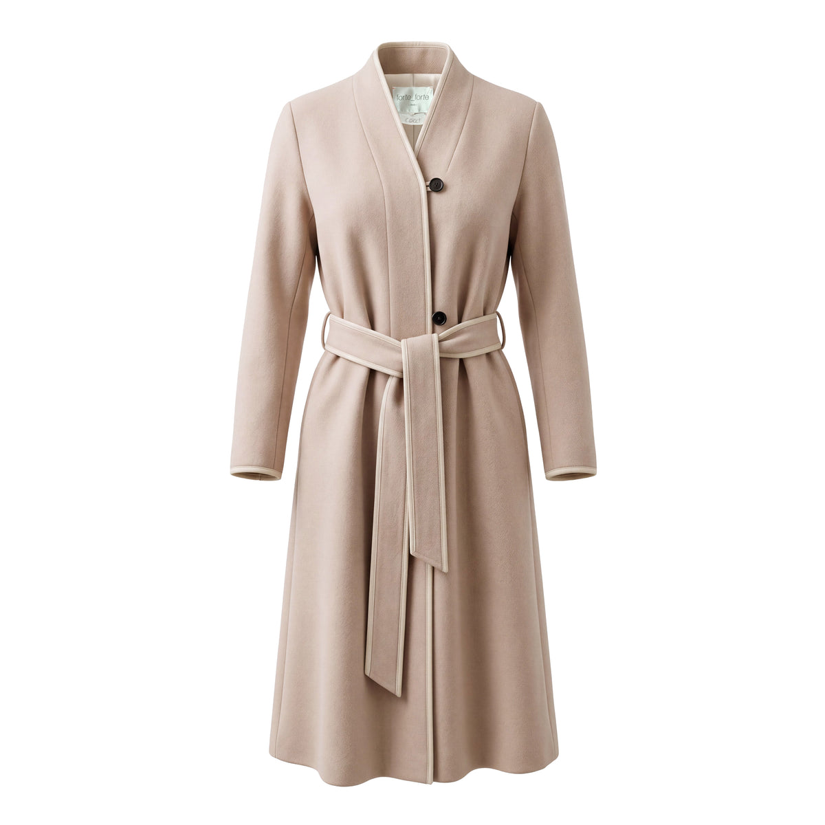 FORTE FORTE IVORY BOUCLE COAT WITH BELT - SIZE 2