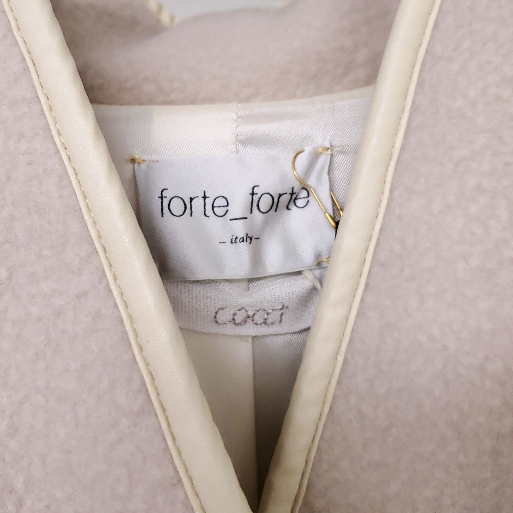 FORTE FORTE IVORY BOUCLE COAT WITH BELT - SIZE 2