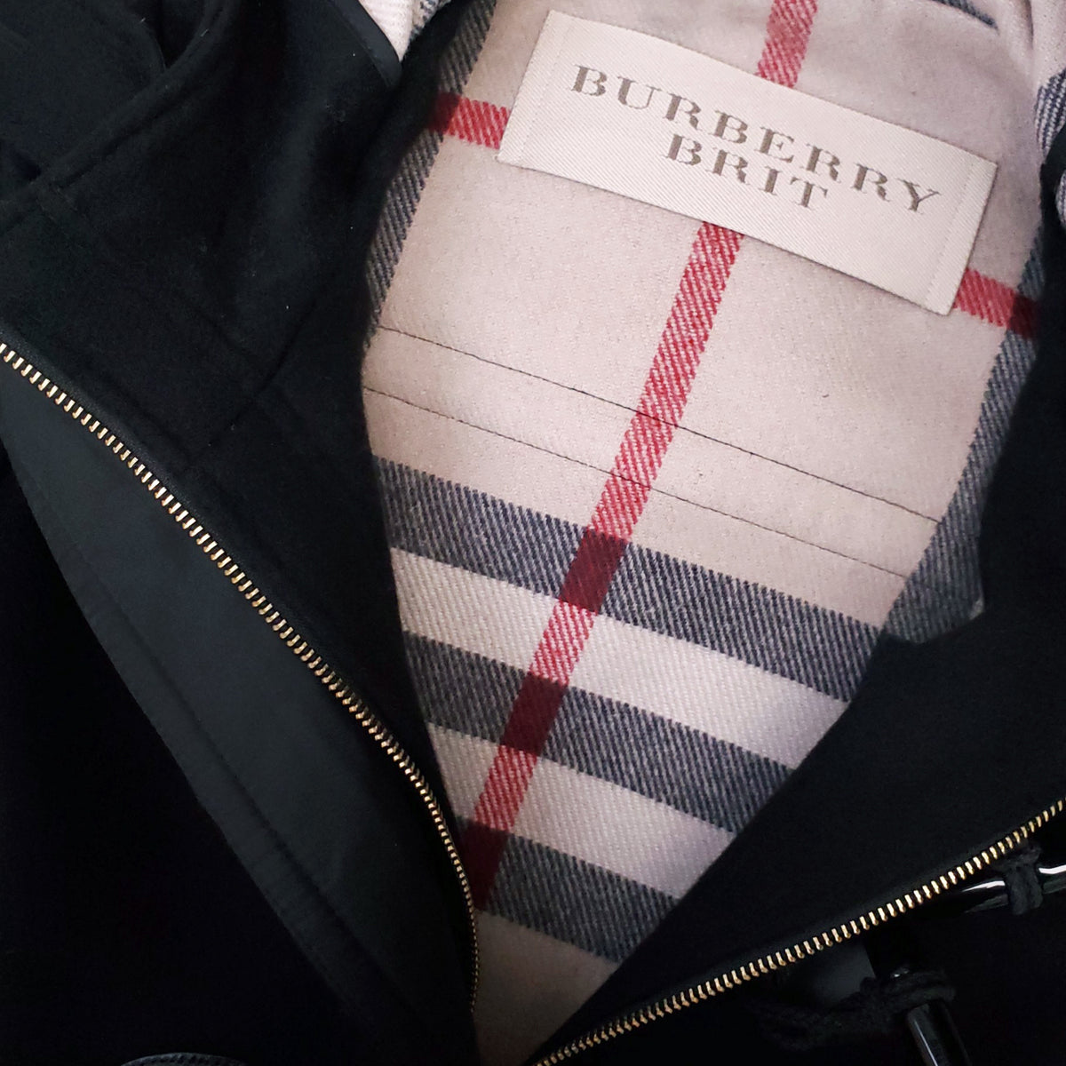 BURBERRY BRIT TOGGLE JACKET WITH CHECK LINING - SIZE 2