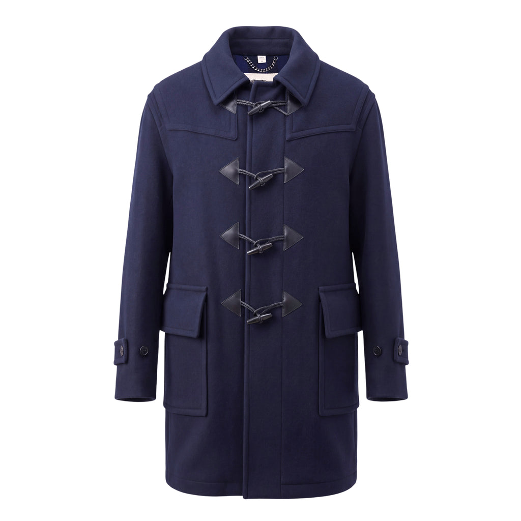 BURBERRY NAVY TOGGLE COAT - SIZE 56