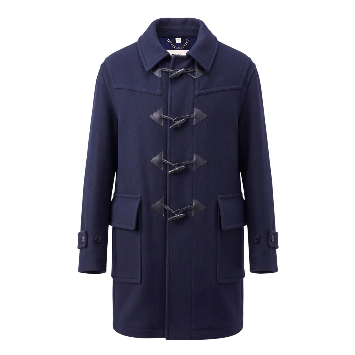 BURBERRY NAVY TOGGLE COAT - SIZE 56