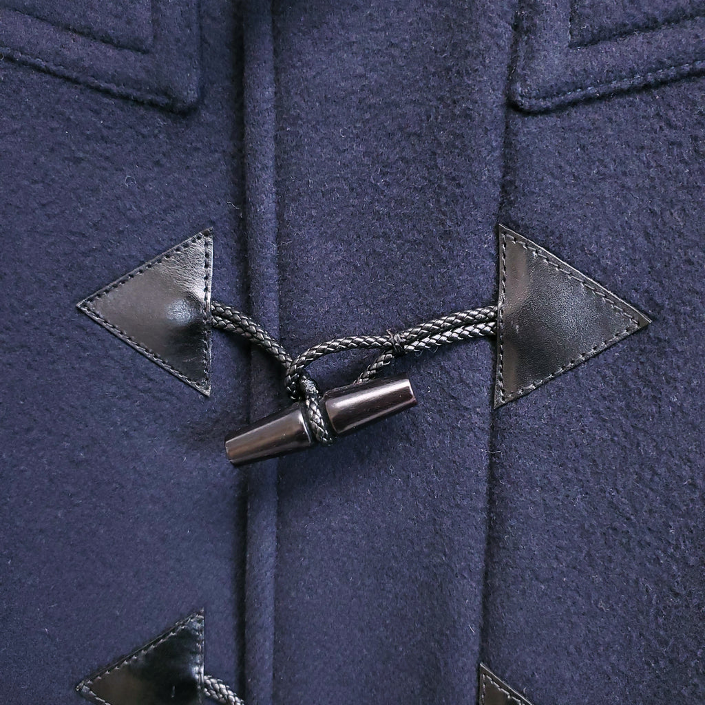 BURBERRY NAVY TOGGLE COAT - SIZE 56