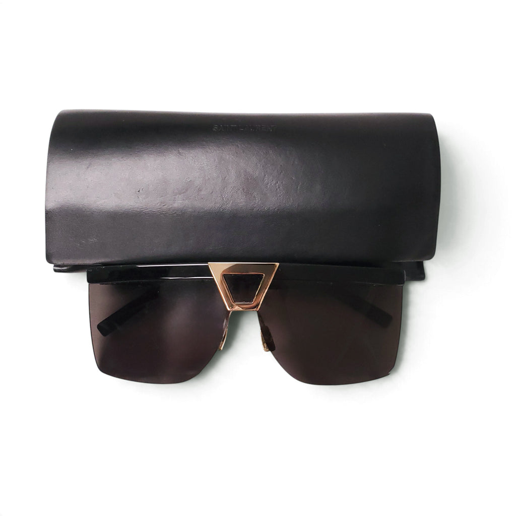 SAINT LAURENT GOLD AND BLACK SUNGLASSES