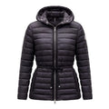 MONCLER BLACK PUFFER JACKET WITH SILVER ZIPPER WITH STRING DETAIL - SIZE 2