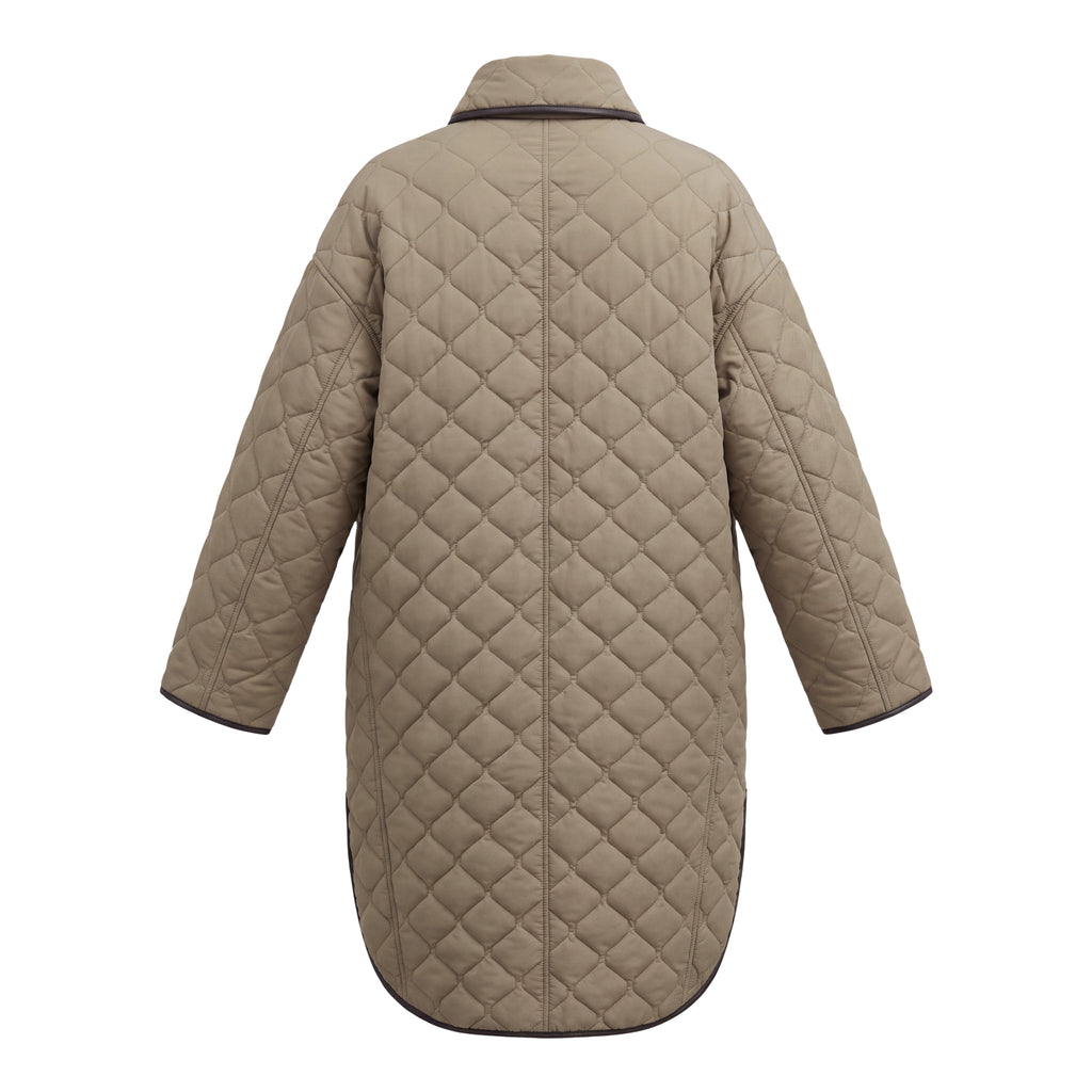 TOTÊME QUILTED COCOON WITH LEATHER EFFECT DETAIL - SIZE XXS (VERY OVERSIZED)