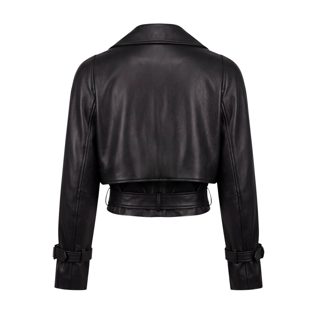 NOUR HAMMOUR HATTI CROPPED LEATHER JACKET - SIZE 40