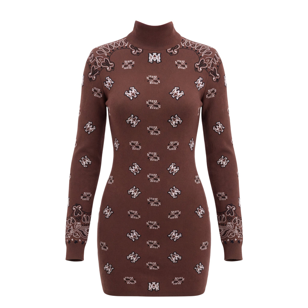 AMIRI BANDANA-JACQUARED MINI JUMPER DRESS - SIZE 40