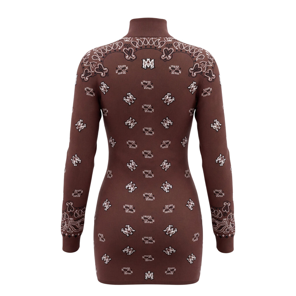 AMIRI BANDANA-JACQUARED MINI JUMPER DRESS - SIZE 40