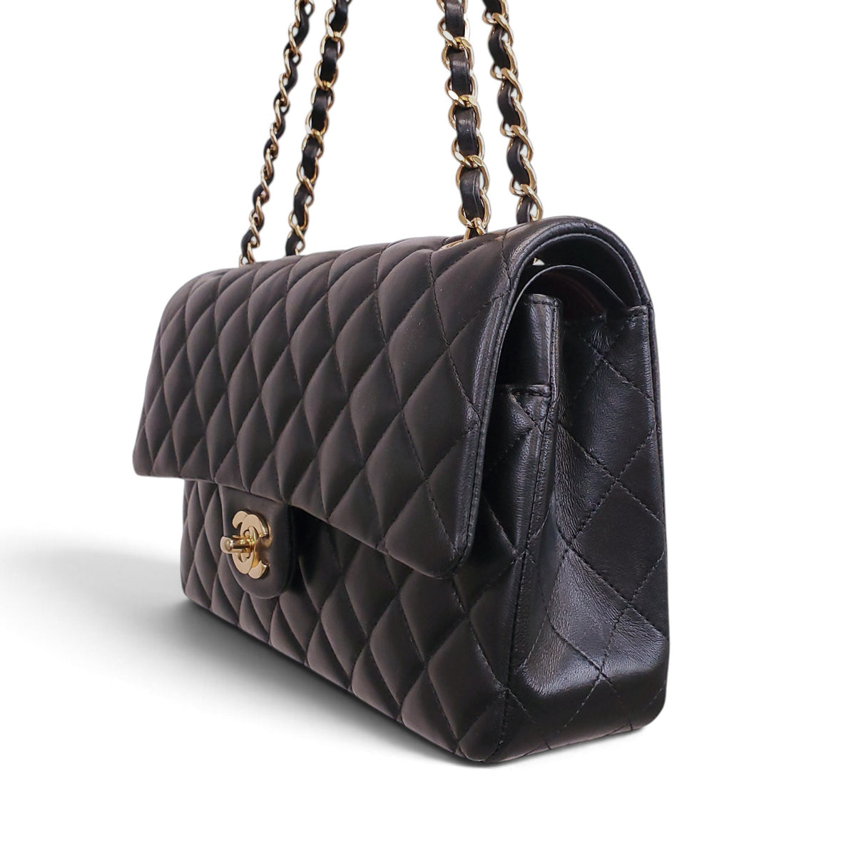 CHANEL BLACK LAMBSKIN DOUBLE FLAP BAG