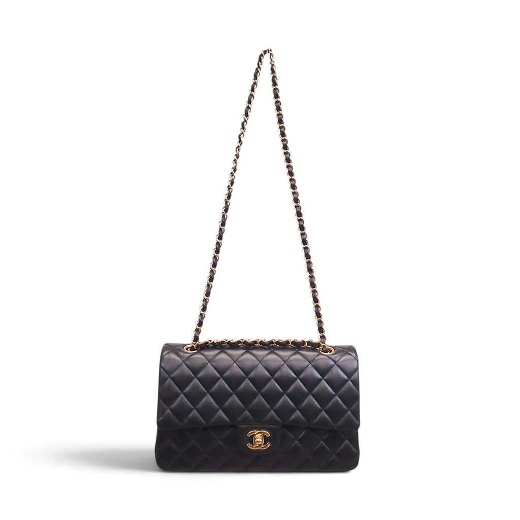 CHANEL BLACK LAMBSKIN DOUBLE FLAP BAG