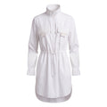 FENDI WHITE BUTTON UP DRESS WITH BAGUETTE POCKET - SIZE 38