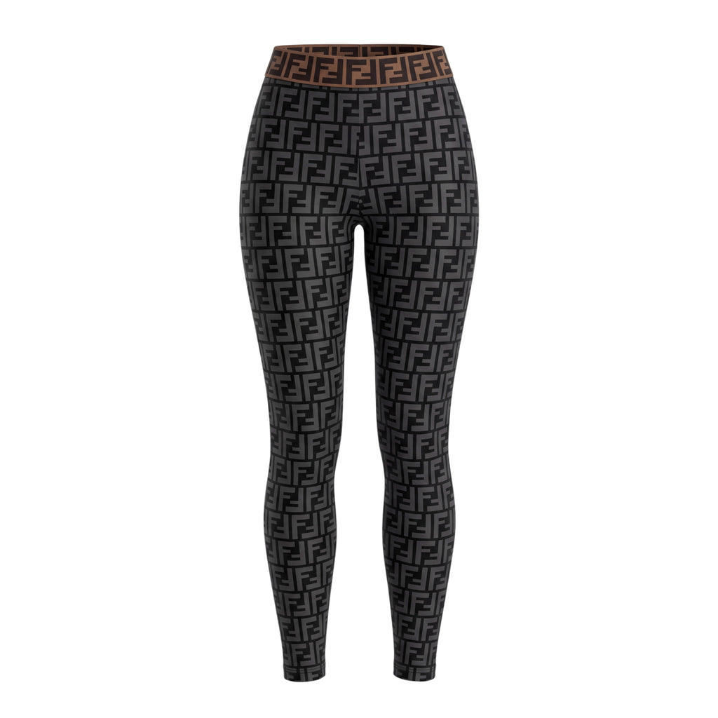 FENDI NYLON LOGO LEGGINGS - SIZE 38