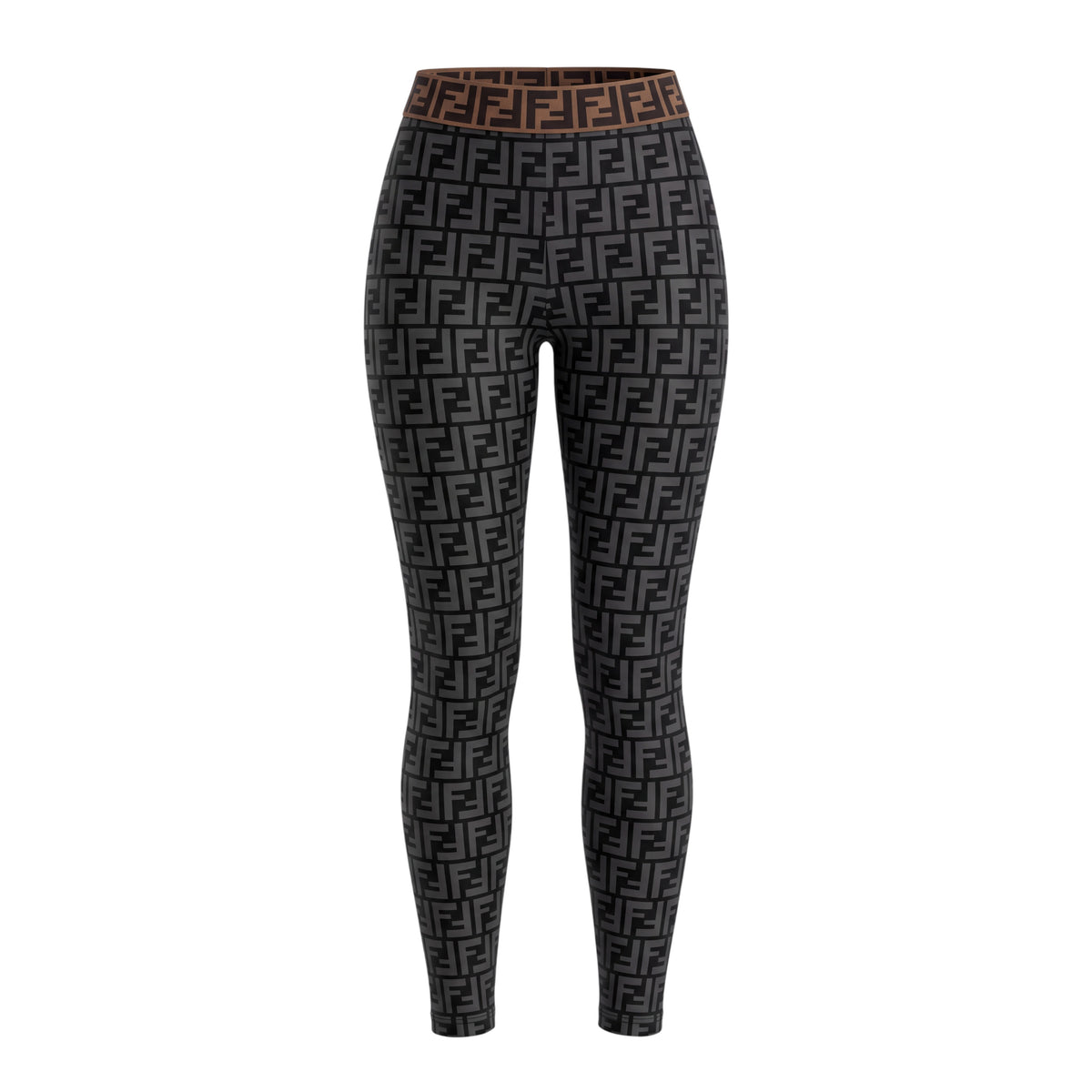 FENDI NYLON LOGO LEGGINGS - SIZE 38