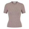 FENDI EMBOSSED FF T-SHIRT IN TAUPE - SIZE 38