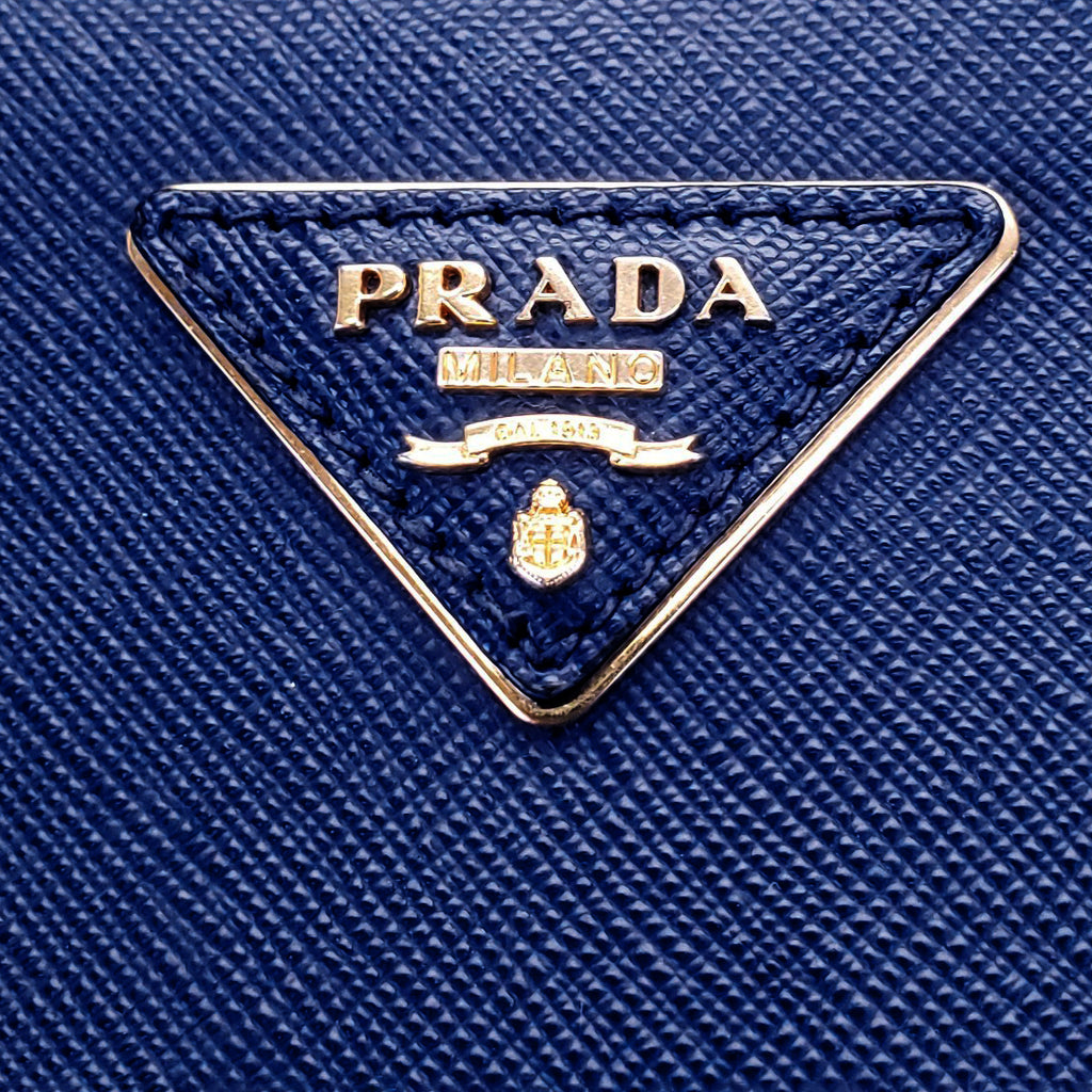 PRADA NAVY AND BLACK SAFFIANO MEDIUM GALLERIA TOTE WITH STRAP