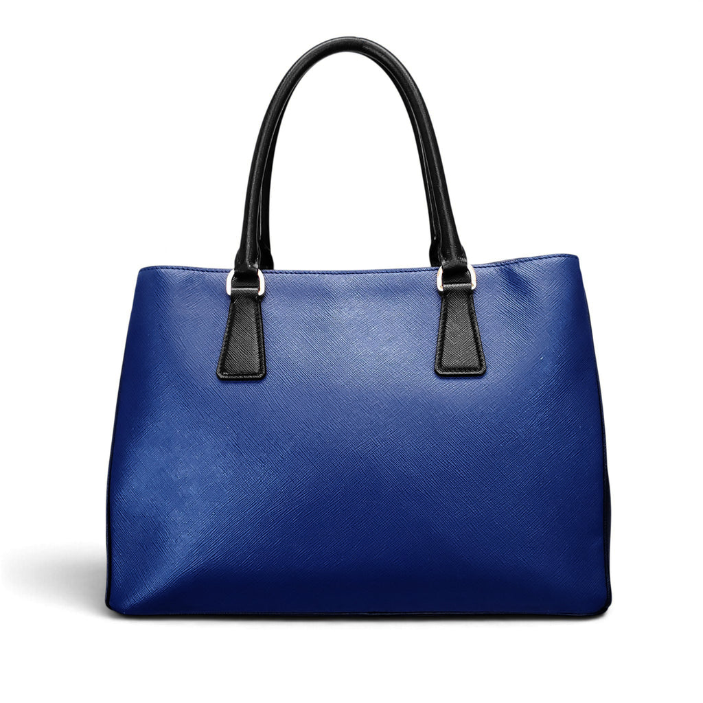 PRADA NAVY AND BLACK SAFFIANO MEDIUM GALLERIA TOTE WITH STRAP