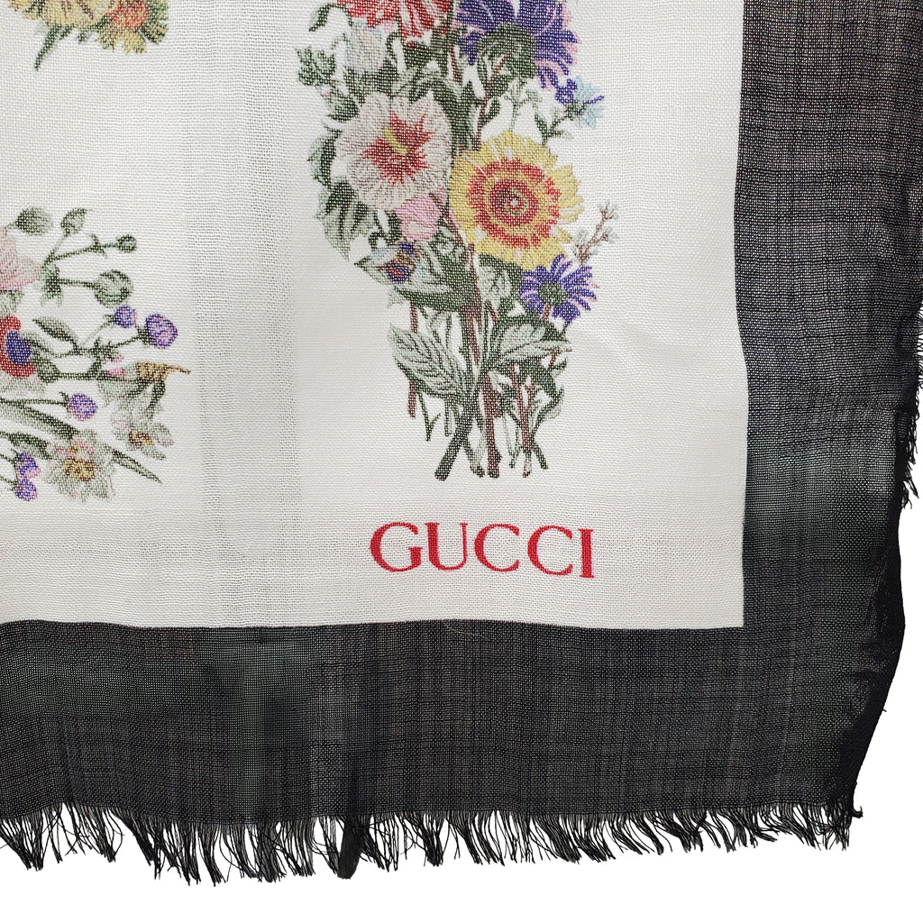 GUCCI LARGE MULTICOlOURED FLORAL PATTERNED FABRIC SHAWL