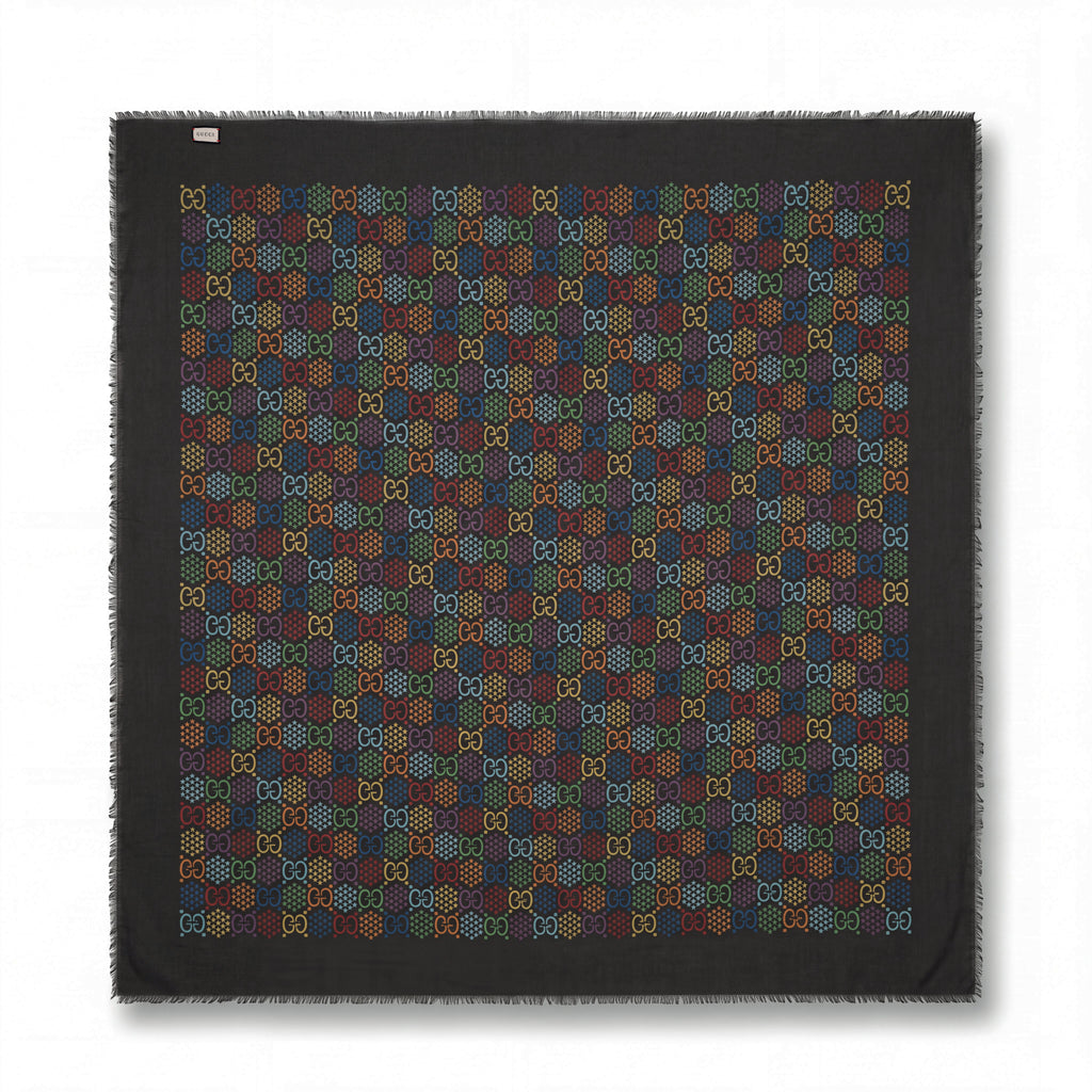 GUCCI MULTICOLOURED LOGO SCARF